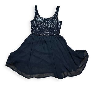 Nollie Women's Black Lined Sequins Sleeveless Cocktail Mini Dress Size Small